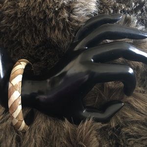 Vintage 70s brown & cream enamel clamp bracelet